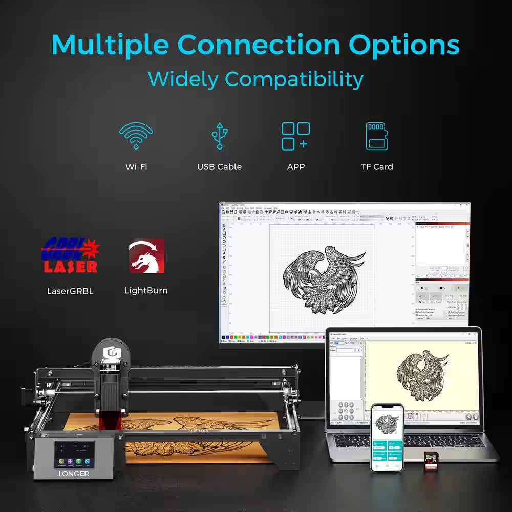 10-Watt Laser Cutter Engraver CNC Machine 15.7 In. X 15.7 In. Working Area 32-Bit Motherboard