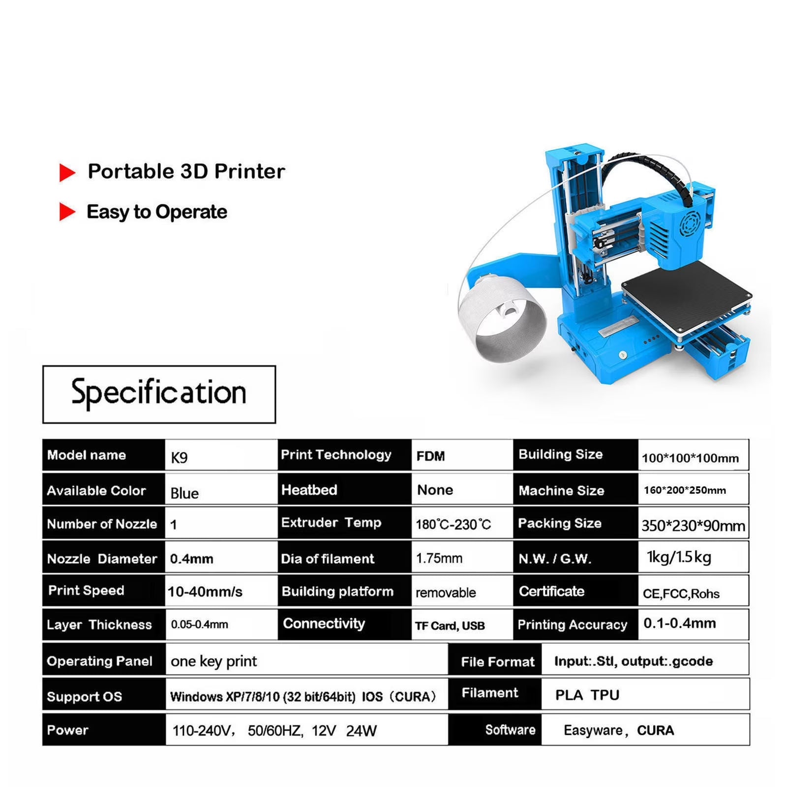 Mini 3D Printer Fully Assembled with Automatic Leveling, 100X100X100Mm Build Size 3D Printing Machine for Beginners, Kids, Students | Plug-And-Play Educational 3D Printer with Mobile App Control