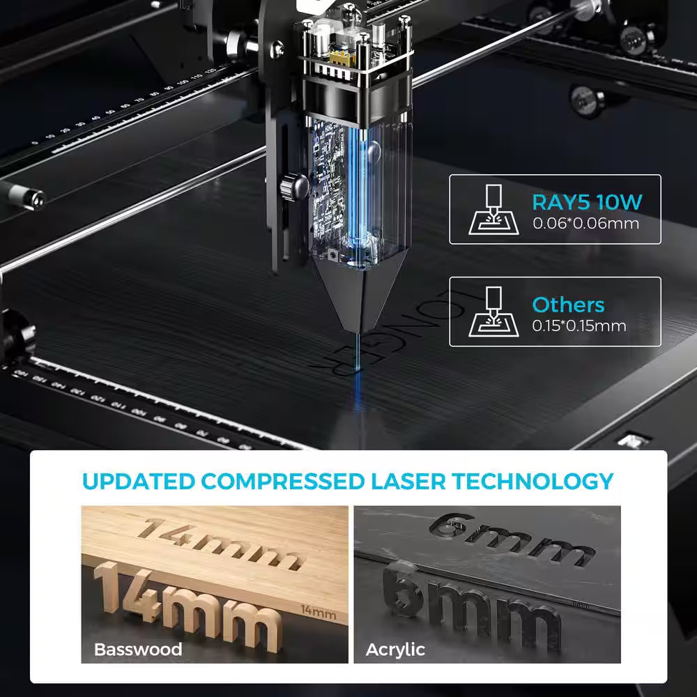 10-Watt Laser Cutter Engraver CNC Machine 15.7 In. X 15.7 In. Working Area 32-Bit Motherboard